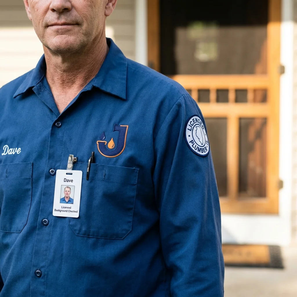 Licensed plumber showing ID badge in Ephrata, WA