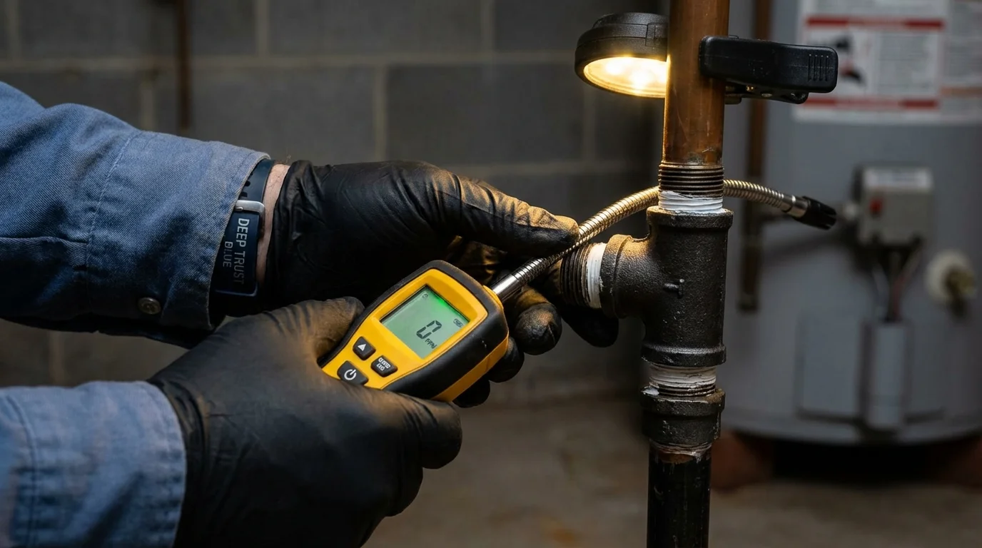Gas leak detection with electronic sniffer by Johns Plumbing LLC in Ephrata