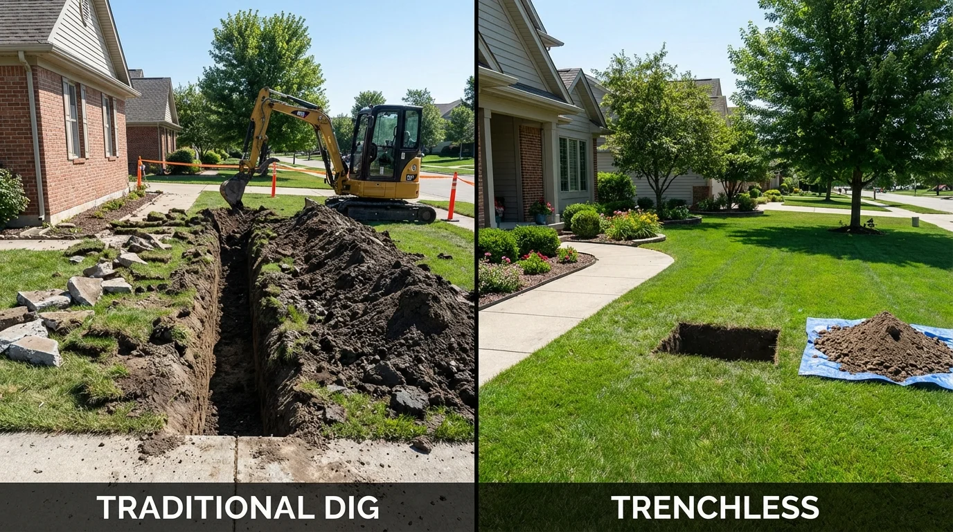 Trenchless sewer repair with minimal yard damage versus traditional excavation in Ephrata, WA